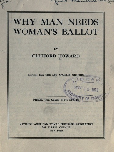 Cover for Why man needs woman's ballot