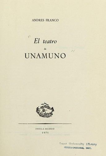 Cover for El teatro de Unamuno