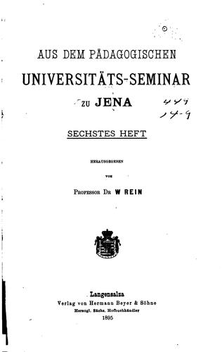 Cover for Aus dem pädagogischen Universitäts-seminar zu Jena...