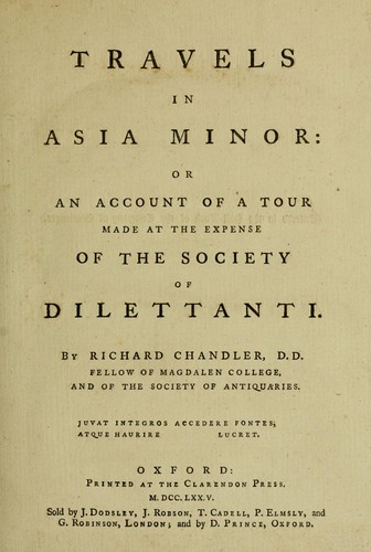 Cover for Travels in Asia Minor, or, An account of a tour made at the expense of the Society of Dilettanti