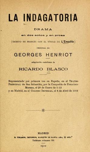 Cover for La indagatoria