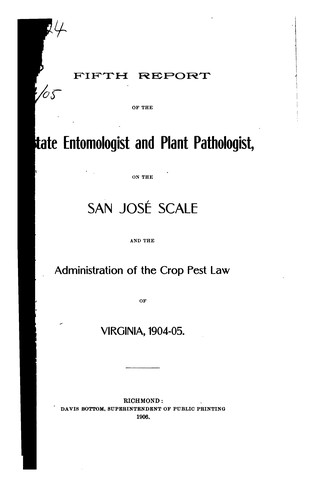 Cover for Report / Virginia. State Entomologist and Plant Pathologist