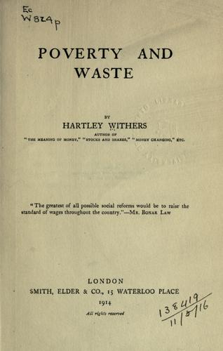 Cover for Poverty and waste.