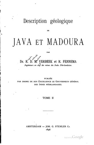 Cover for Description géologique de Java et Madoura