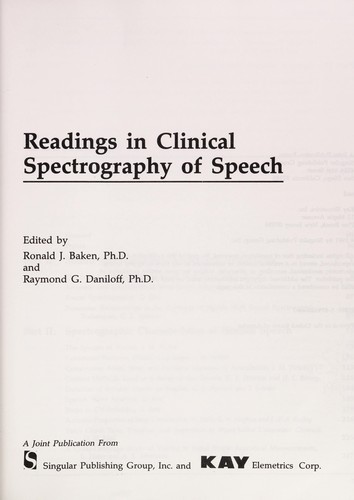 Cover for Readings in clinical spectrography of speech