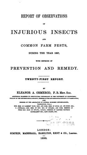 Cover for Observations of Injurious Insects and Common Farm Pests ... with Methods of Prevention and Remedy