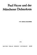 Cover for Paul Heyse und der Münchener Dichterkreis