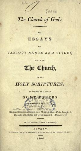 Cover for The church of God