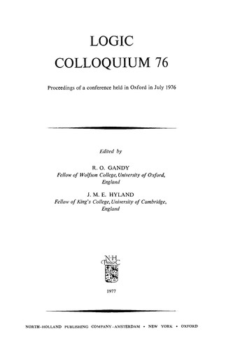 Cover for Logic Colloquium