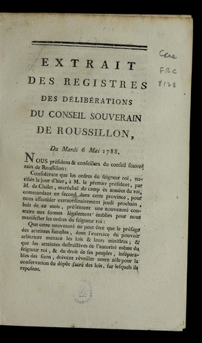 Cover for Extrait des registres des de libe rations