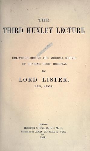 Cover for third Huxley lecture.