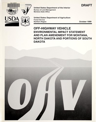 Cover for Off-highway vehicle environmental impact statement and plan amendment for Montana, North Dakota, and portions of South Dakota
