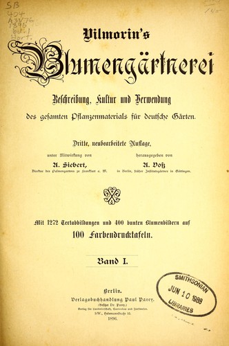 Cover for Vilmorin's Blumengärtnerei