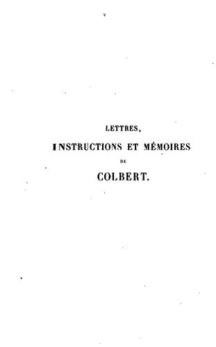 Cover for Lettres, instructions et mémoires de Colbert