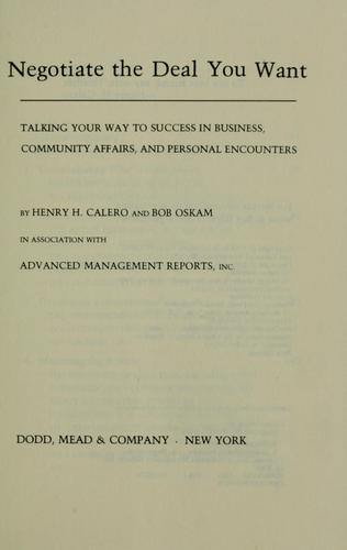 Cover for Negotiate the deal you want