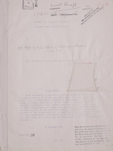 Cover for Development of German pattern of occupation