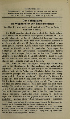 Cover for Der Volksglaube als Wegbereiter der Bluttransfusion