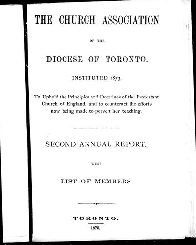 Cover for The Church Association of the Diocese of Toronto