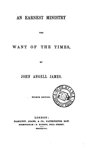 Cover for An earnest ministry the want of the times
