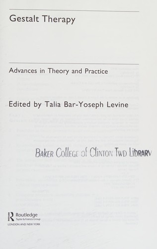 Cover for Gestalt therapy
