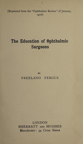Cover for The education of ophthalmic surgeons
