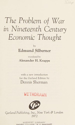 Cover for The problem of war in nineteenth century economic thought.