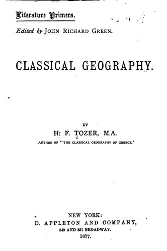 Cover for Classical Geography