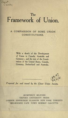 Cover for The framework of Union