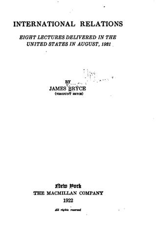 Cover for International relations