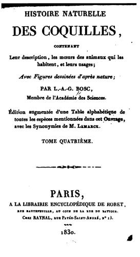 Cover for Histoire naturelle des cocquilles ...