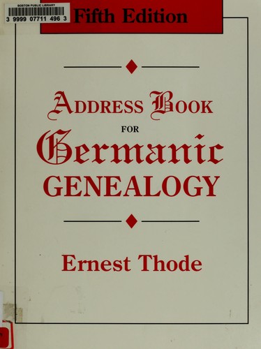 Cover for Address book for Germanic genealogy