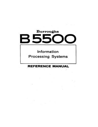 Cover for Burroughs B5500 Information Processing Systems Reference Manual
