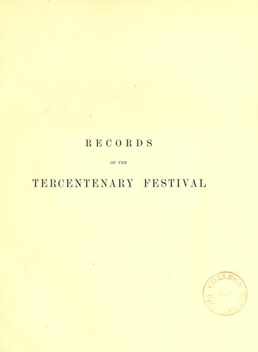 Cover for Records of the tercentenary festival of the University of Edinburgh, celebrated in April 1884