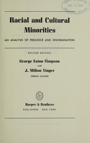 Cover for Racial and cultural minorities
