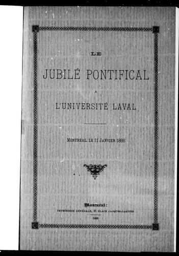 Cover for Le Jubilé pontifical à l'université Laval