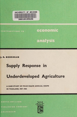 Cover for Supply response in underdeveloped agriculture.