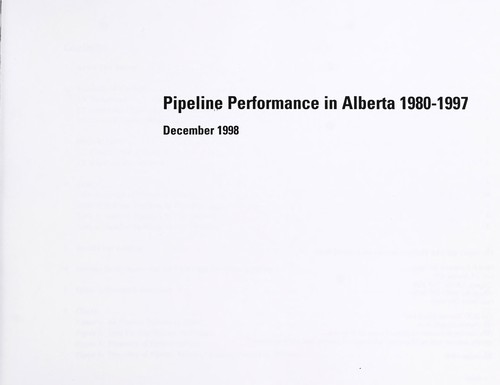 Cover for Pipeline performance in Alberta 1980-1997.