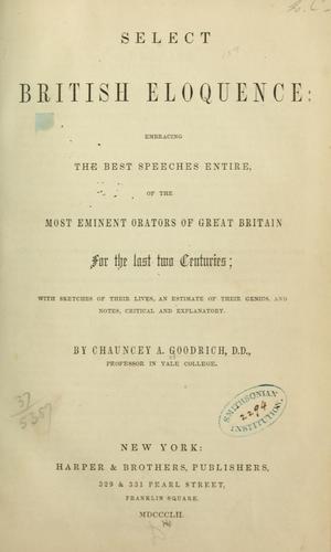 Cover for Select British eloquence