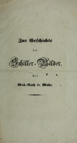 Cover for Zur Geschichte der Schiller-Bilder