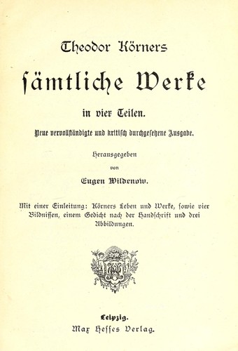 Cover for Theodor Körners sämtliche Werke