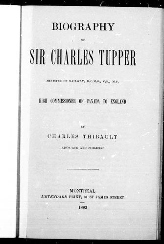 Cover for Biography of Sir Charles Tupper