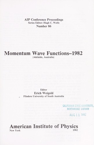 Cover for Momentum wave functions, 1982