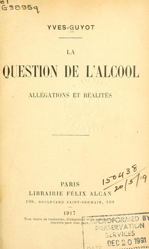 Cover for Question de l'alcool