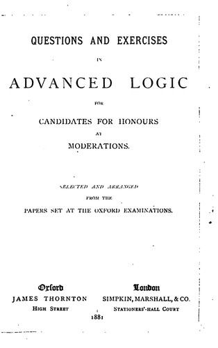 Cover for Questions and answers in advanced logic for candidates for honours at moderations, selected and ...