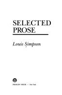 Cover for Selected prose