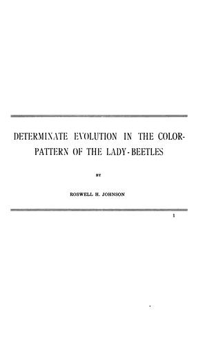 Cover for Determinate evolution in the color-pattern of the lady-beetles