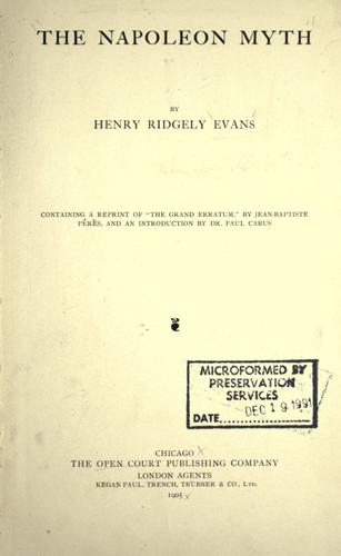 Cover for The Napoleon myth.
