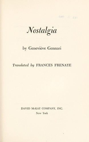 Cover for Nostalgia.