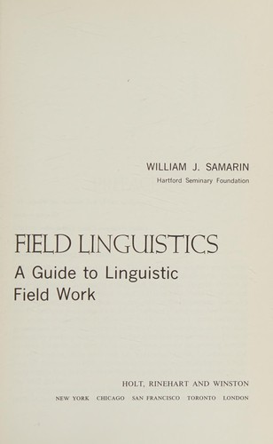 Cover for Field linguistics