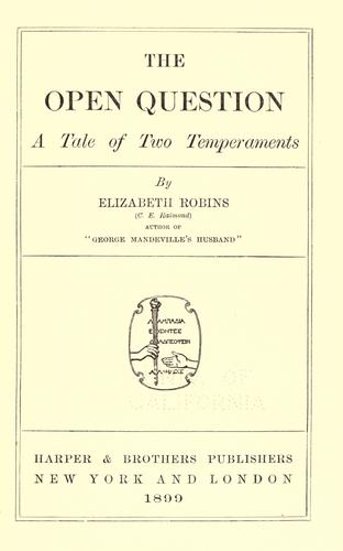 Cover for The open question